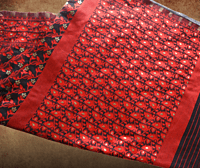Red Black Floral Embroidered Jamdani Saree with BP