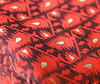 Red Black Floral Embroidered Jamdani Saree with BP