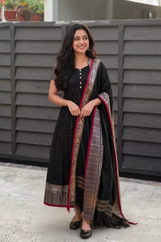 Vasanthi - వసంతి ( Narayanpet Dress material in Black Colour )