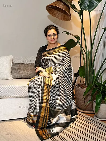 Chakra – चक्र | Black Checks Ilkal Saree ( Authentic )