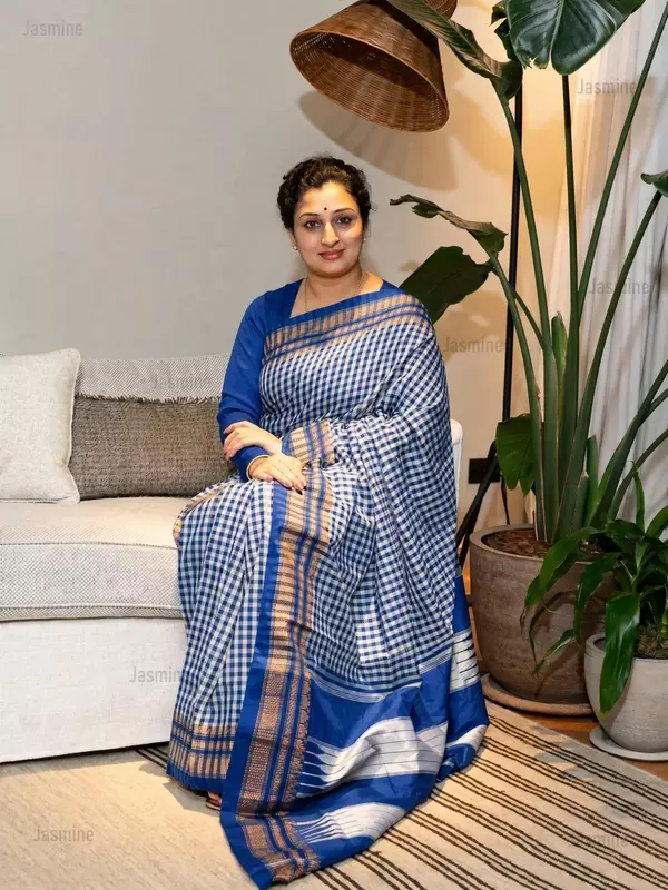 Jaal – जाल | Blue Checks Ilkal Saree ( Authentic )