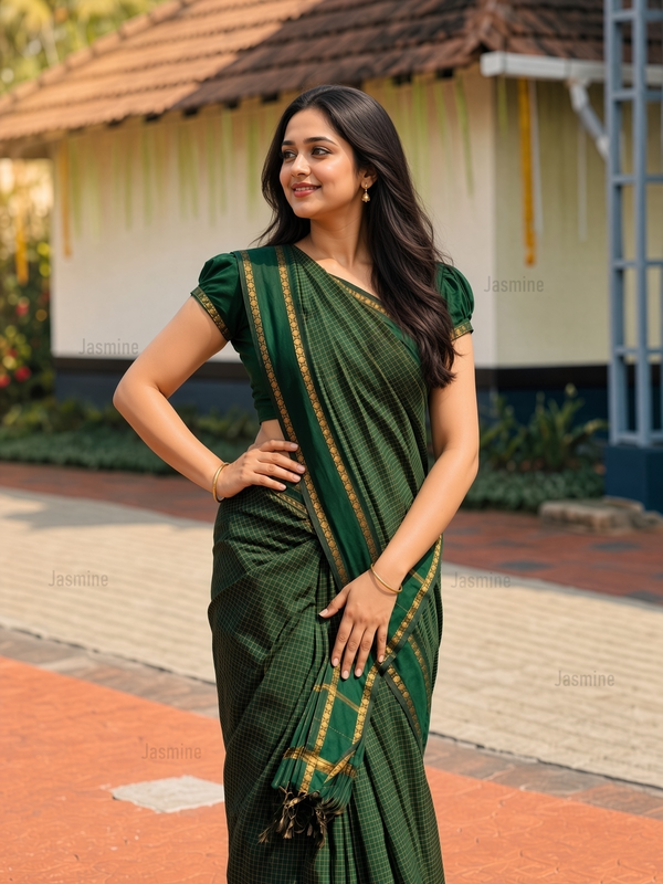 Gadwal Cotton Silk saree with checks, self border and running blouse
