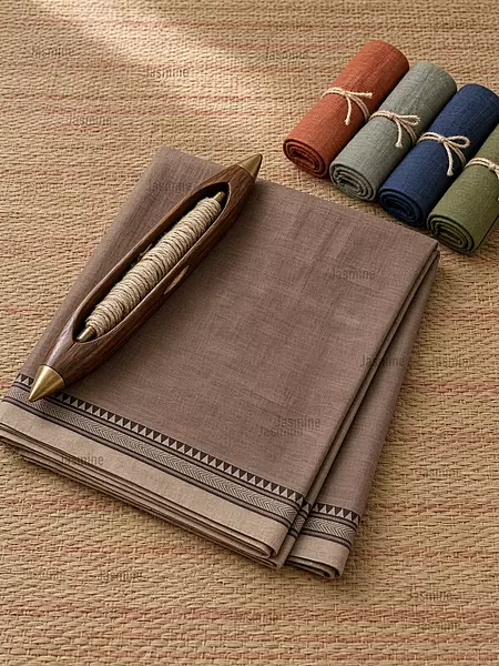 Ash grey plain Narayanpet cotton saree in mercerised cotton