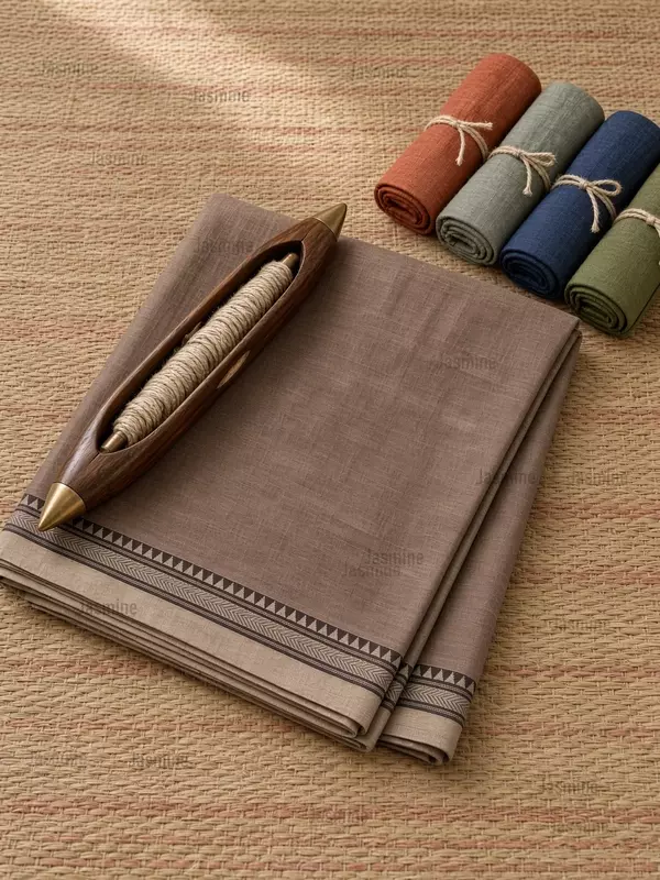 Ash grey plain Narayanpet cotton saree in mercerised cotton