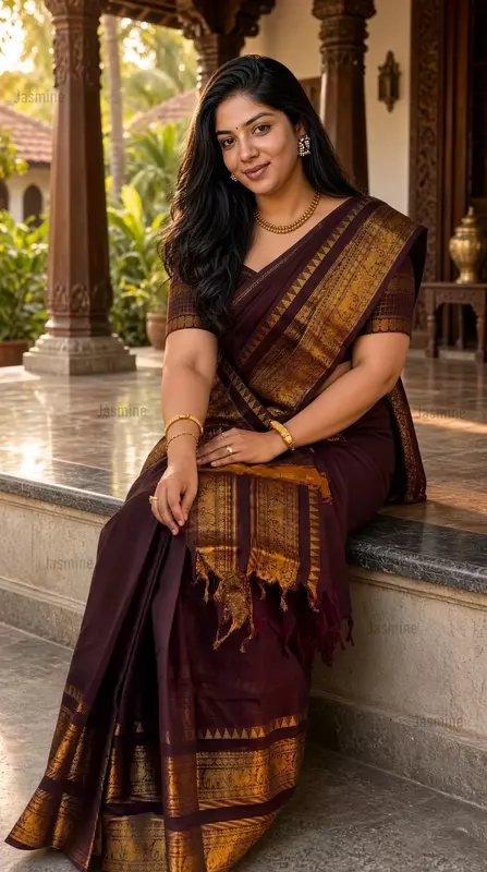 Sakshi - साक्षी | Brown Kanchi Cotton Saree