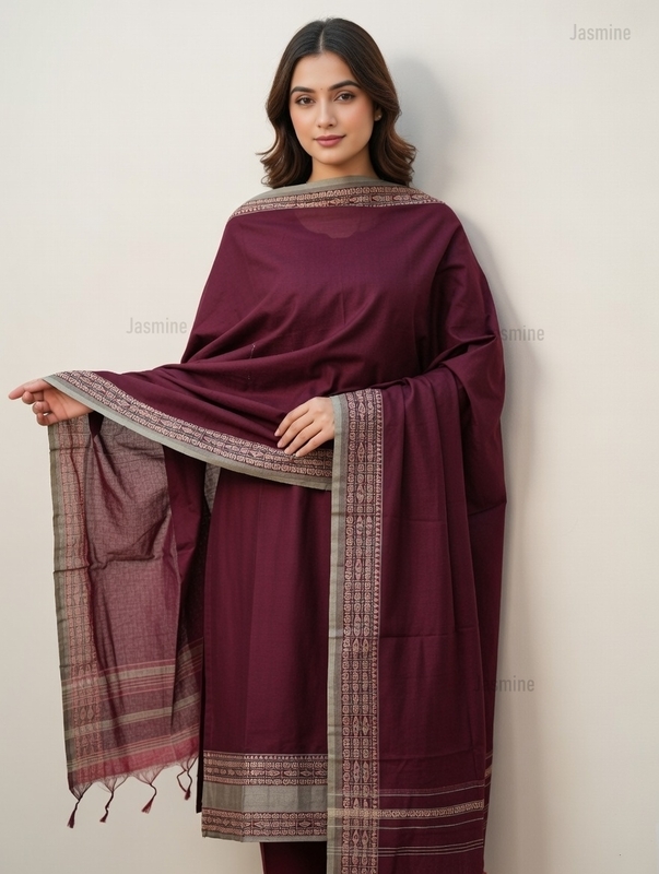 Tanisha - तनिषा ( Narayanpet Dress material in Maroon )