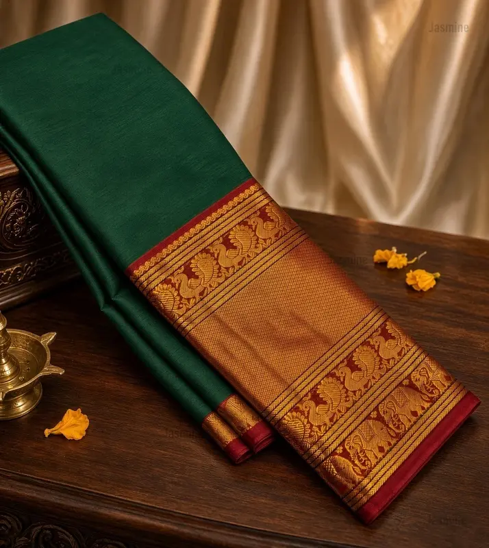 Tanuja - तनुजा ( Big Border - Dark Green )