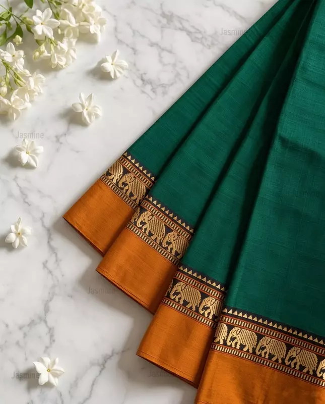 Renuka – రేణుక | Bottle Green Narayanpet Cotton Saree