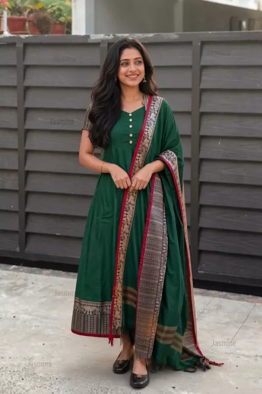 Kokila - కోకిలా ( Narayanpet Dress material in Green Colour )