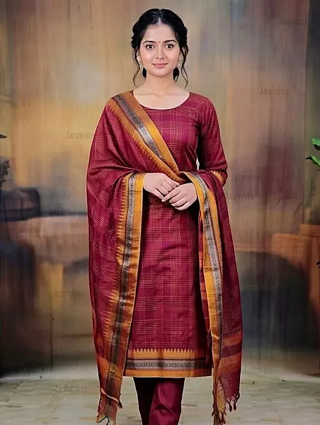 Sumathi - सुमति ( Narayanpet Dress material in Maroon Colour )