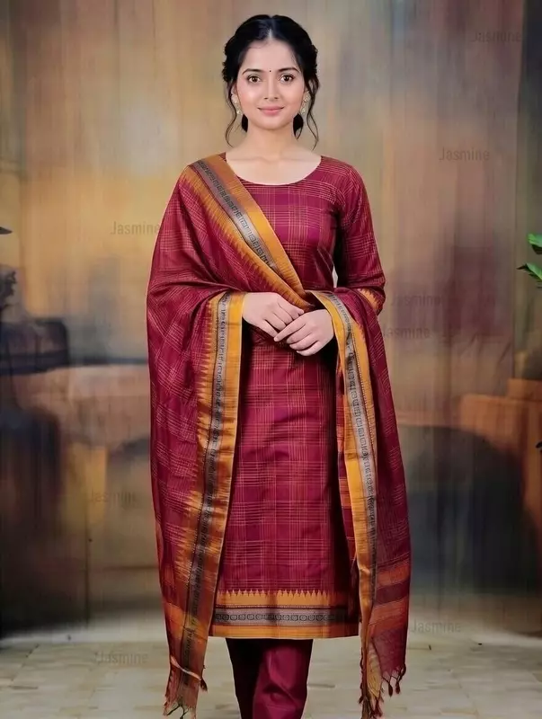 Sumathi - सुमति ( Narayanpet Dress material in Maroon Colour )