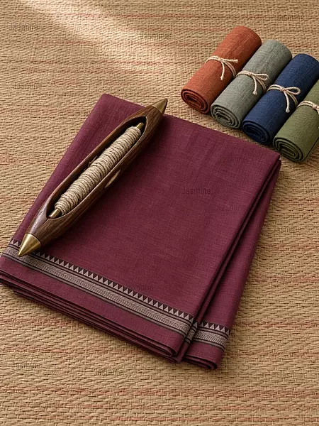 deep plum Narayanpet cotton saree with simple border