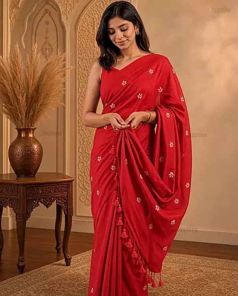 Moumita – Red Khadi Cotton Saree