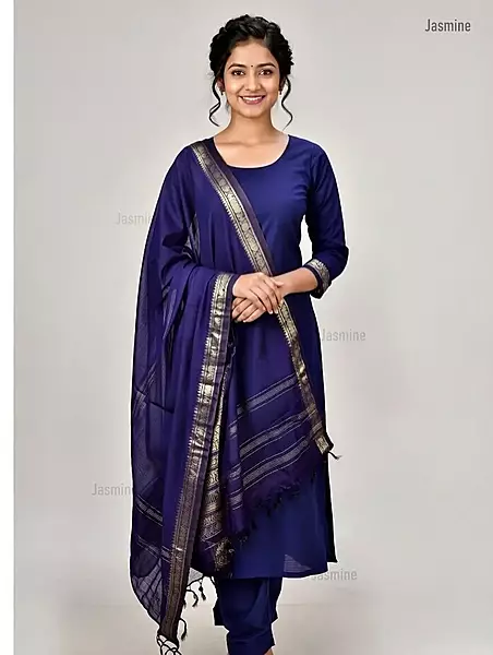 Vijaya - विजय ( Narayanpet Dress material in Violet Colour )