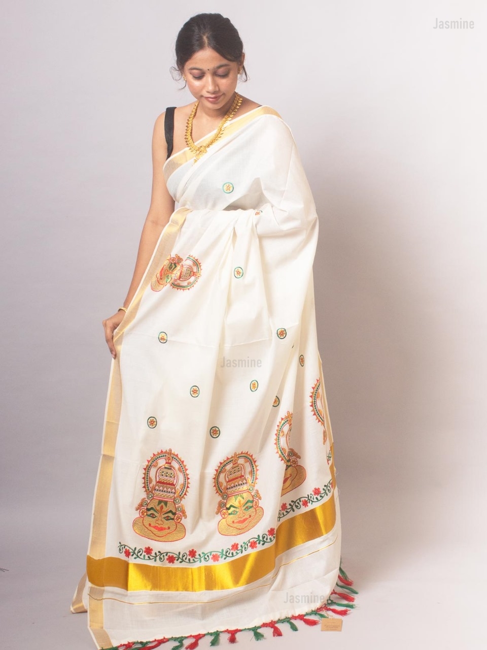 Reshma - റേഷ്മ ( Pure White Cotton Sarees With Embroidery )