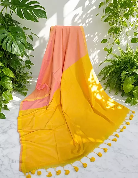 Gitanjali - गीतांजलि | Plain Khadi Cotton Saree