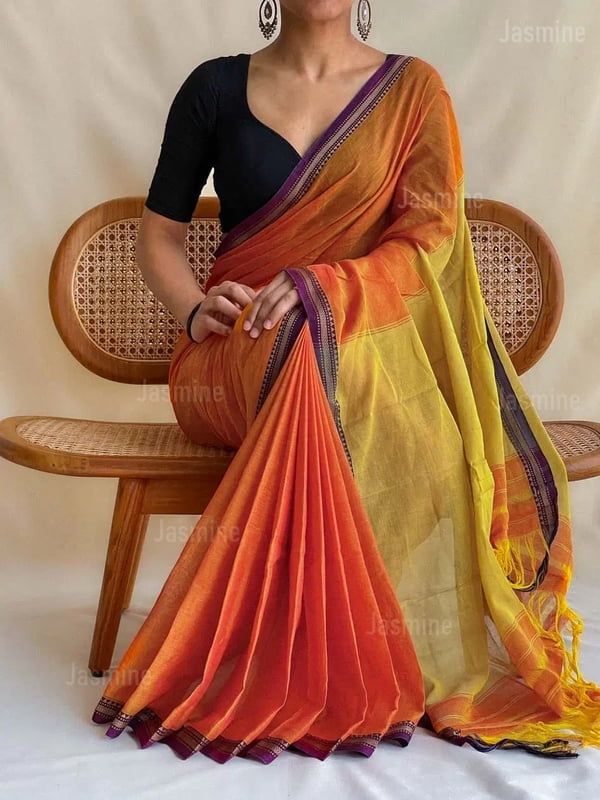 Elegant and Simple Plain Narayanpet Cotton Saree