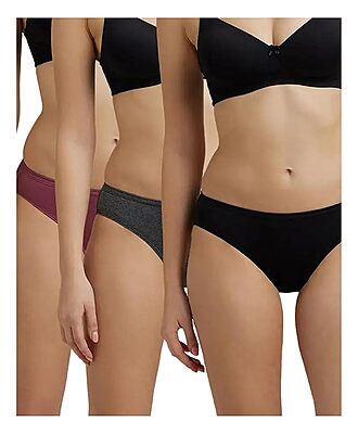 Jockey 1410 Women's Medium Coverage Mid Waist Bikini "M" with Concealed Waistband (Pack of 3)