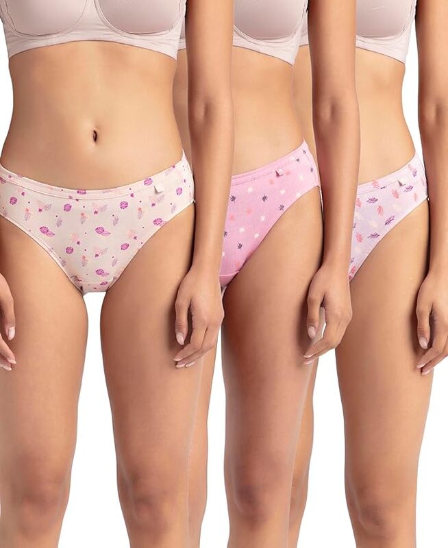 Jockey 1410 Women's Medium Coverage Mid Waist Bikini "M" with Concealed Waistband (Pack of 3)