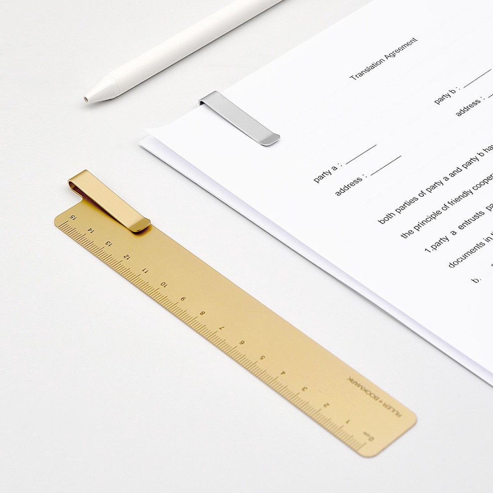 Kaco Ruma Metal Bookmark Ruler Champange Gold