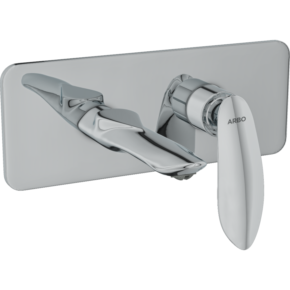 Kia Exposed Part Kit For Single Lever Basin Mixer Wall Mounted With Consisting Of Operative Lever, Basin Spout & Wall Flange