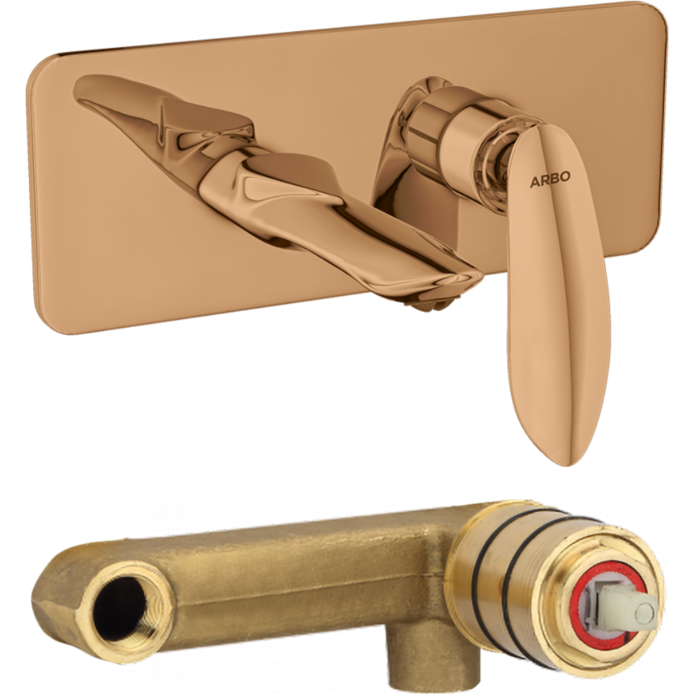 Kia Concealed Body For Single Lever Basin Mixer Wall Mounted With Exposed Part Kit, Consisting Of Operative Lever, Basin Spout & Wall Flange