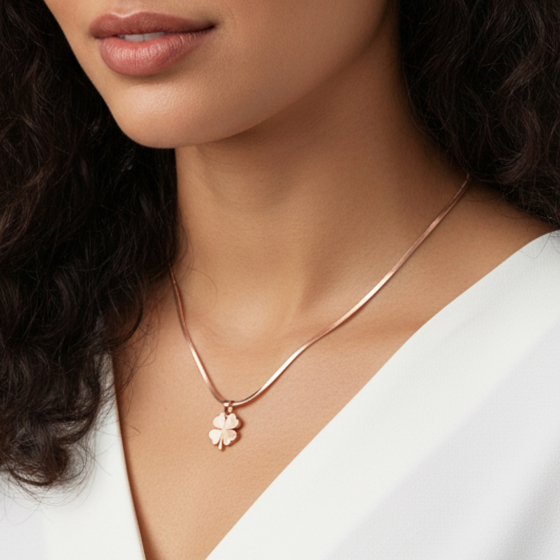 KAYYA21 Elegant Gold Clover Pendant Necklace – Stainless Steel | Anti-Tarnish, Lightweight | Pack of 1