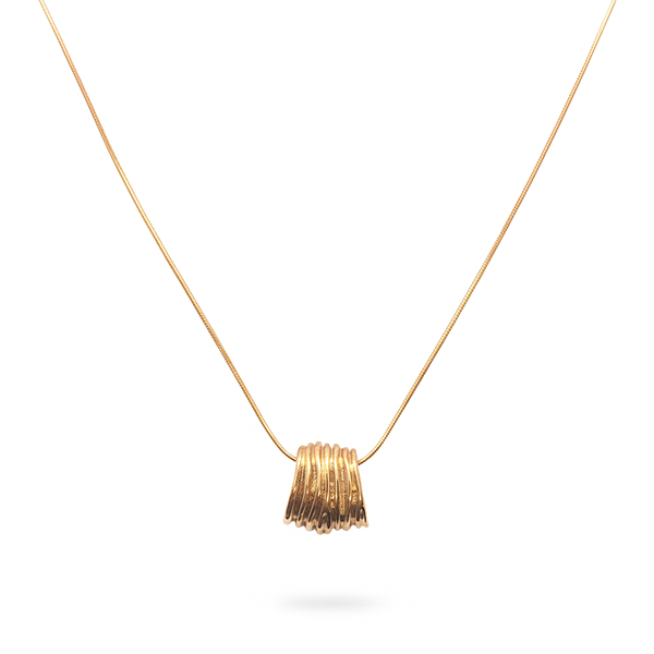 KAYYA21 Elegant Gold Textured Pendant Necklace – Stainless Steel | Anti-Tarnish, Lightweight | Pack of 1