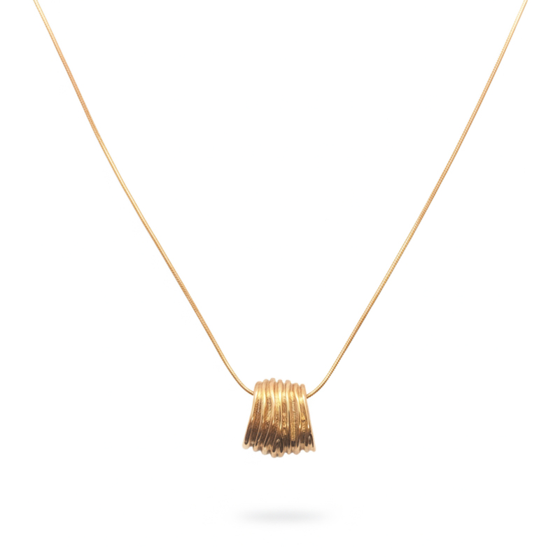 KAYYA21 Elegant Gold Textured Pendant Necklace – Stainless Steel | Anti-Tarnish, Lightweight | Pack of 1
