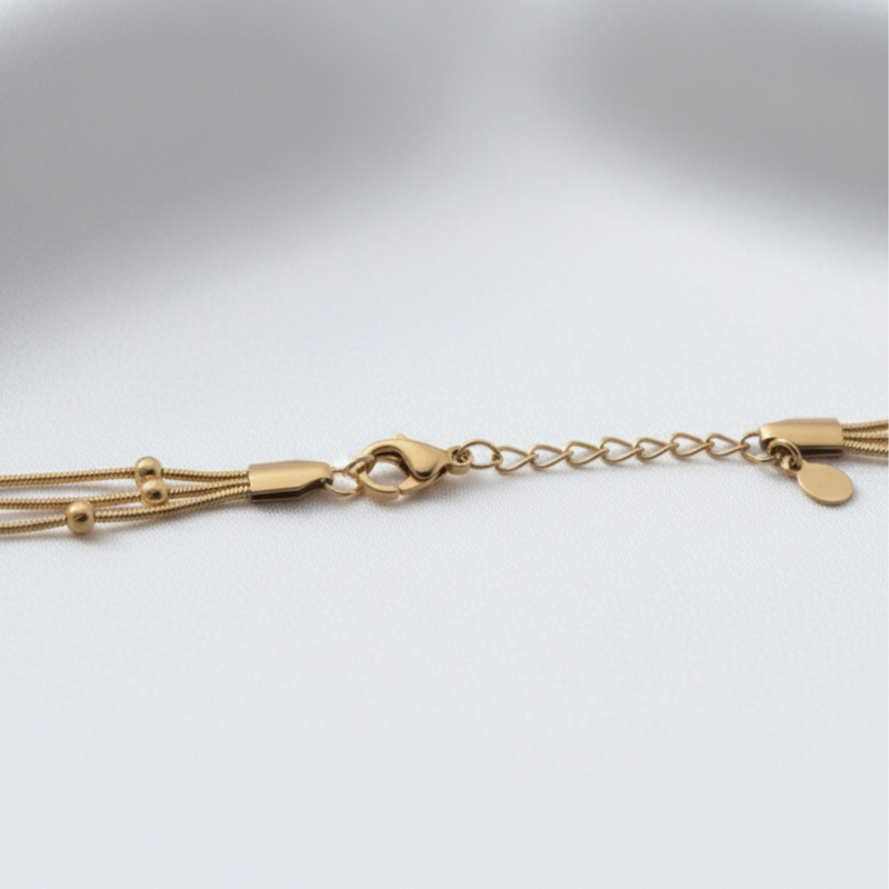 KAYYA21 Elegant Layered Gold Beaded Chain Necklace – Polished Finish | Anti-Tarnish | Pack of 1