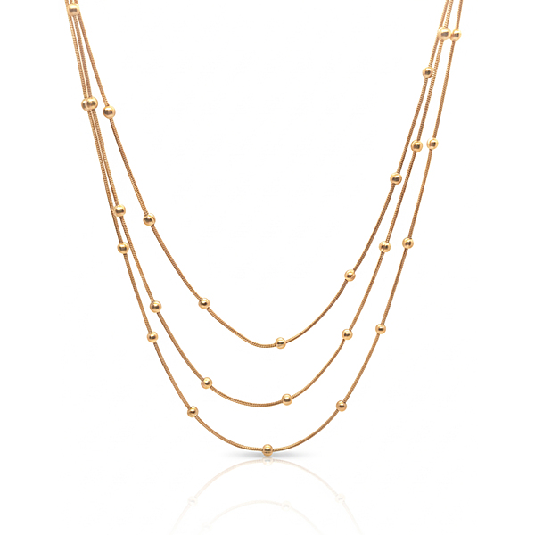 KAYYA21 Elegant Layered Gold Beaded Chain Necklace – Polished Finish | Anti-Tarnish | Pack of 1