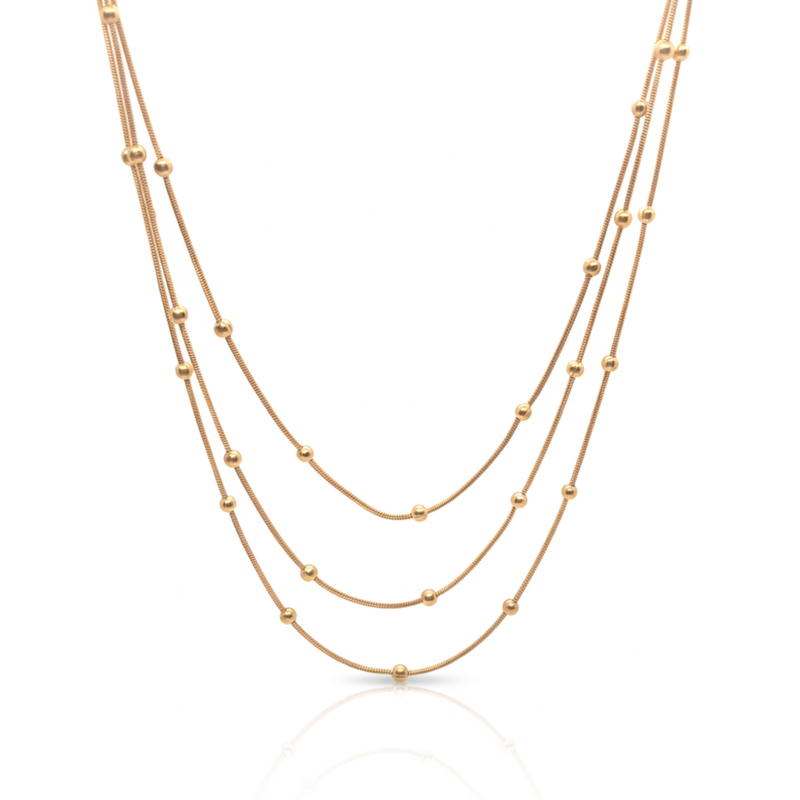 KAYYA21 Elegant Layered Gold Beaded Chain Necklace – Polished Finish | Anti-Tarnish | Pack of 1