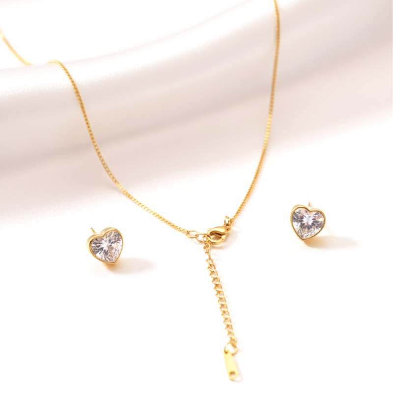 KAYYA21 | Gold Heart Pendant Necklace Set | Pack of 1