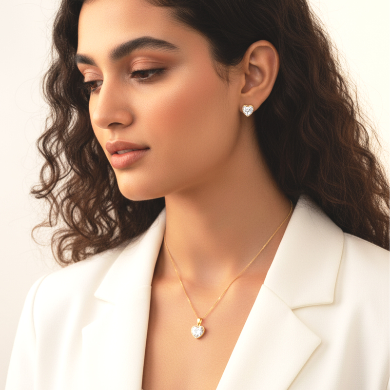KAYYA21 | Gold Heart Pendant Necklace Set | Pack of 1