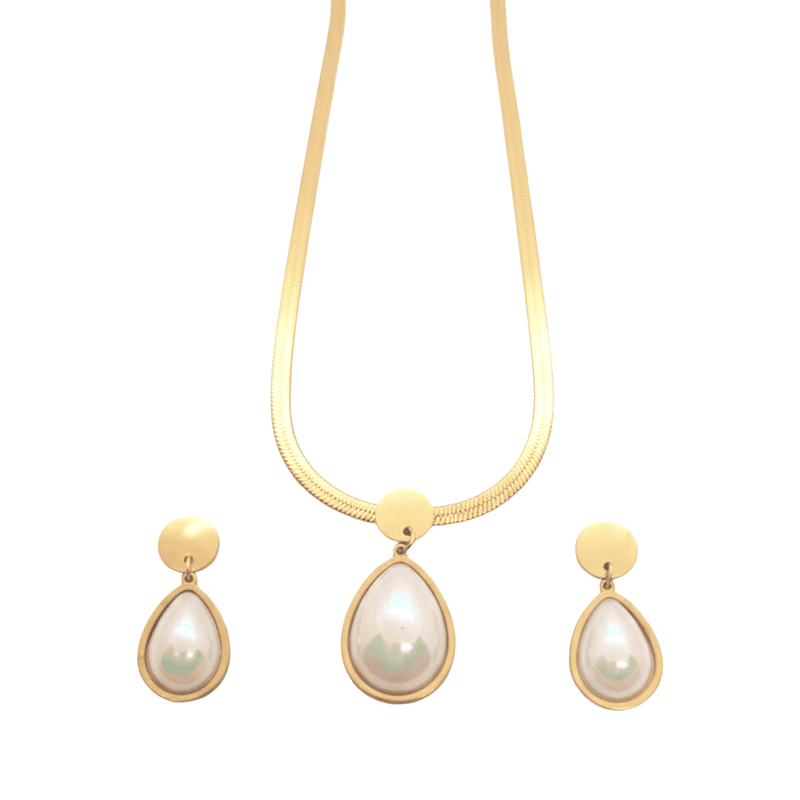 KAYYA21 Gold Plated Pearl Drop Pendant Necklace Set – Minimal & Lightweight | Pack of 1