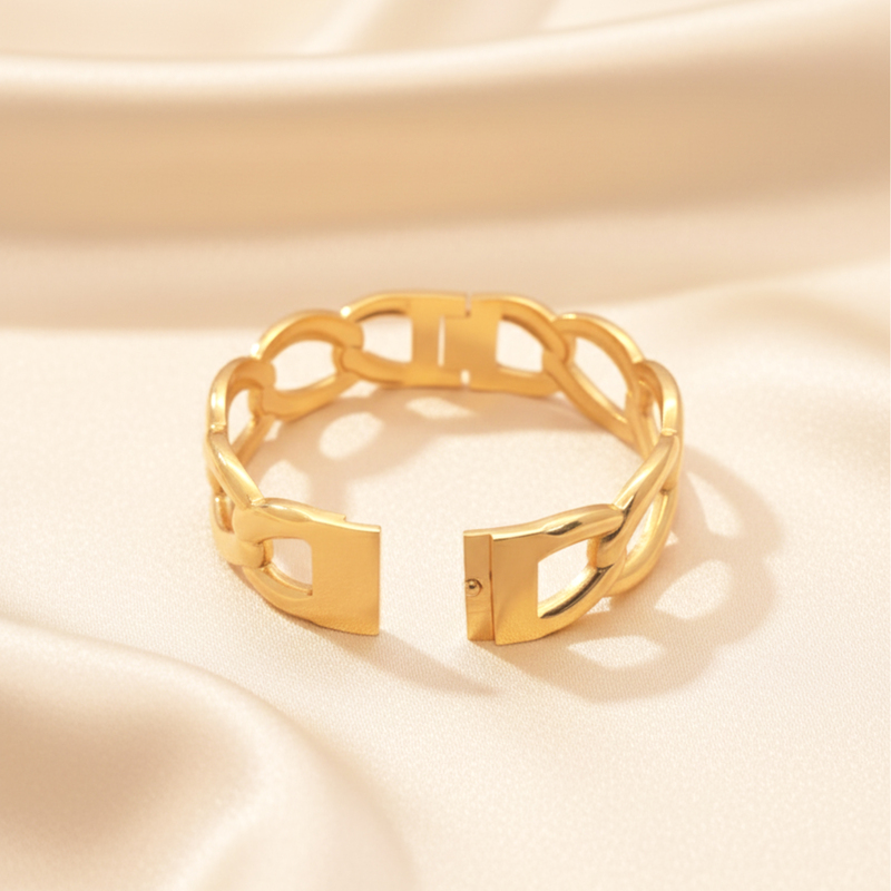 KAYYA21 Gold-Plated Chunky Chain Link Bracelet – Stainless Steel | Lightweight & Anti-Tarnish | Pack of 1