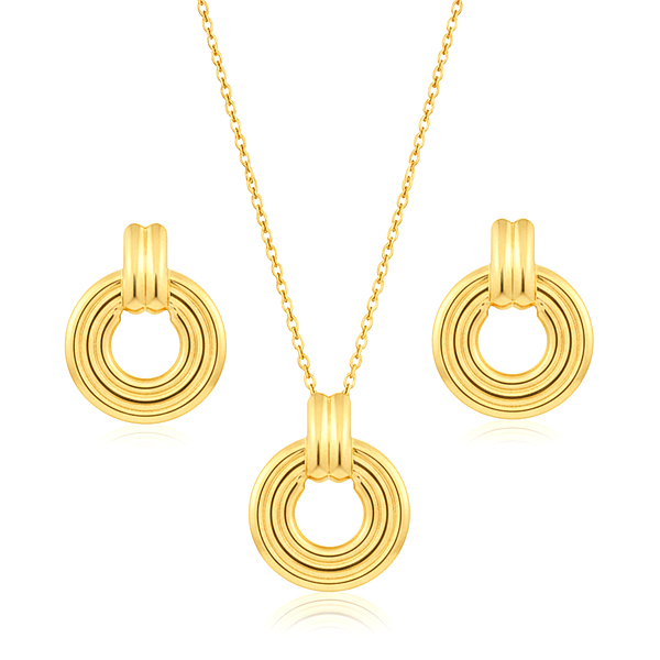 KAYYA21 Gold-Plated Circular Pendant Necklace Set – Lightweight | Anti-Tarnish | Pack of 1