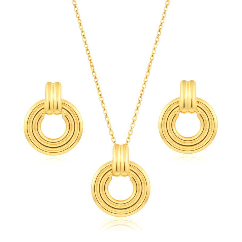 KAYYA21 Gold-Plated Circular Pendant Necklace Set – Lightweight | Anti-Tarnish | Pack of 1