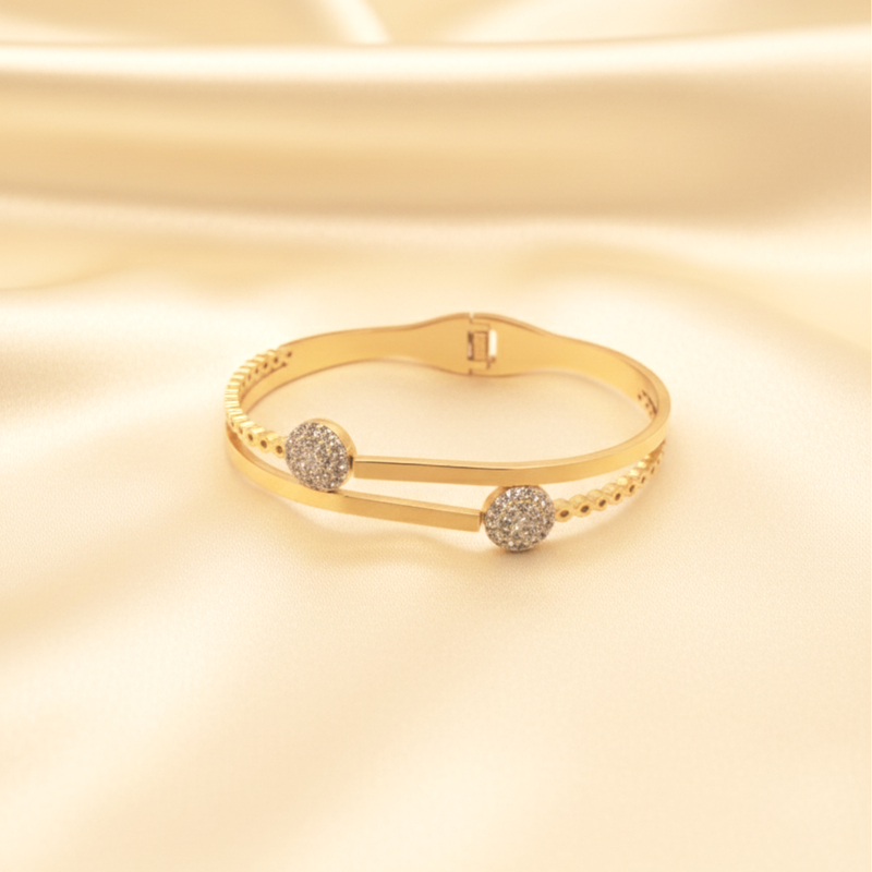 KAYYA21 Gold-Plated Crystal Studded Openable Kada – Stainless Steel | Anti-Tarnish | Pack of 1