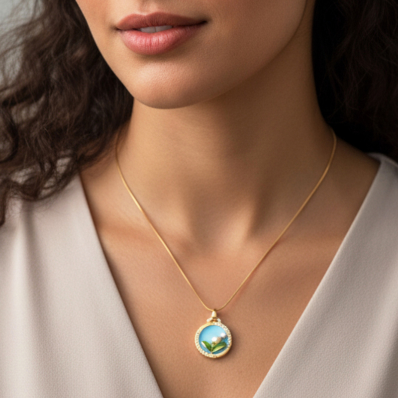 KAYYA21 | Gold-Plated Enamel Floral Pendant Necklace | Pack of 1