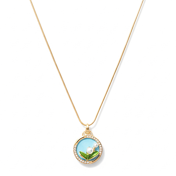 KAYYA21 | Gold-Plated Enamel Floral Pendant Necklace | Pack of 1