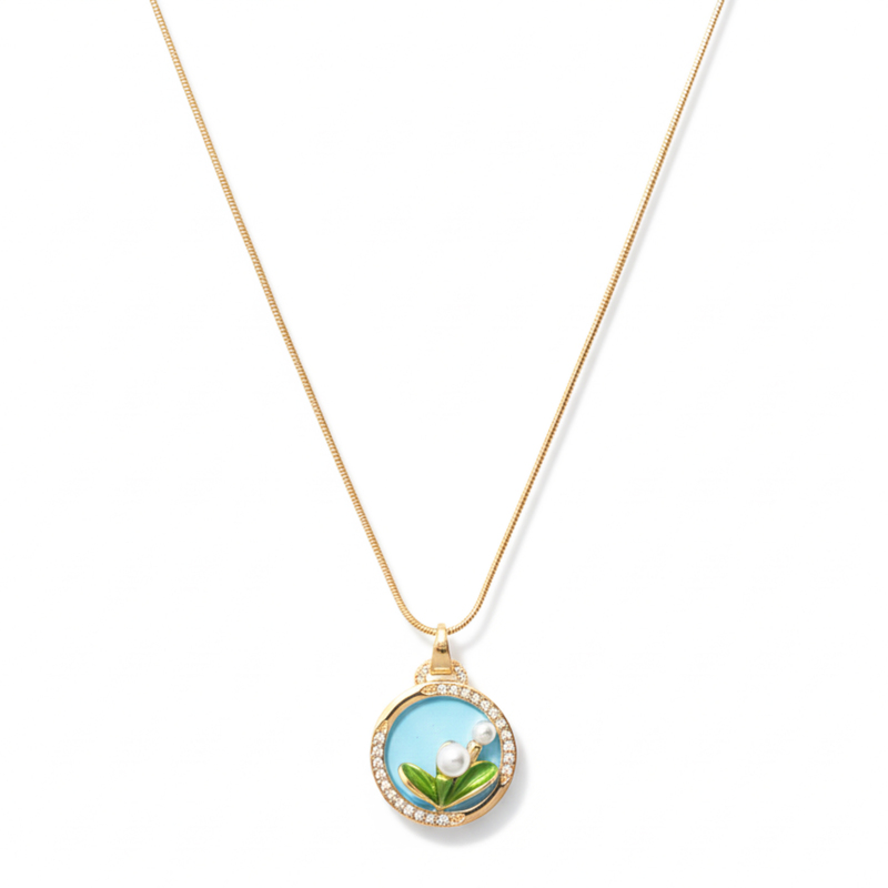 KAYYA21 | Gold-Plated Enamel Floral Pendant Necklace | Pack of 1