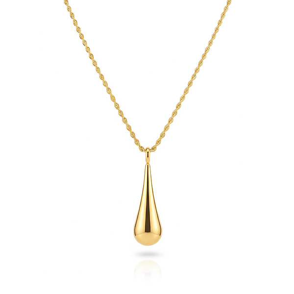 KAYYA21 Gold-Plated Teardrop Pendant Necklace – Stainless Steel | Anti-Tarnish, Lightweight | Pack of 1