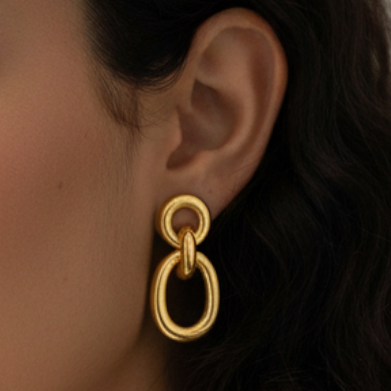 KAYYA21 Gold Plated Textured Hoop Earrings for Women | Lightweight Daily Wear Fashion Jewellery