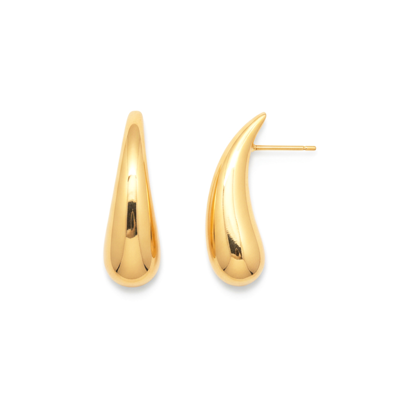 KAYYA21 Gold Teardrop Stud Earrings – Polished Stainless Steel | Lightweight | Pack of 1