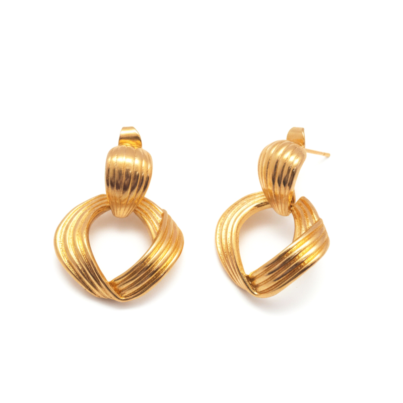 KAYYA21 Gold Textured Twisted Hoop Earrings – Stainless Steel | Anti-Tarnish, Lightweight | Pack of 1