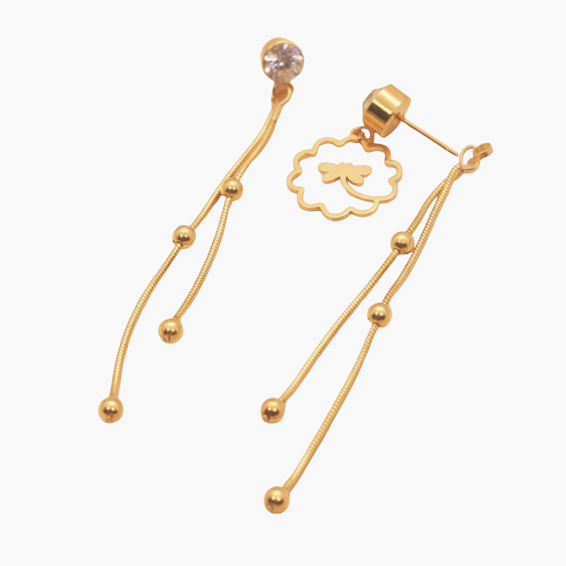 KAYYA21 Gold-Plated Dangle Earrings for Women – Stainless Steel | Anti-Tarnish, Lightweight | Pack of 1