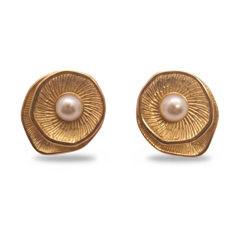 KAYYA21 Rozana Gold Plated Pearl Earrings for Women | Lightweight Daily Wear Fashion Jewellery