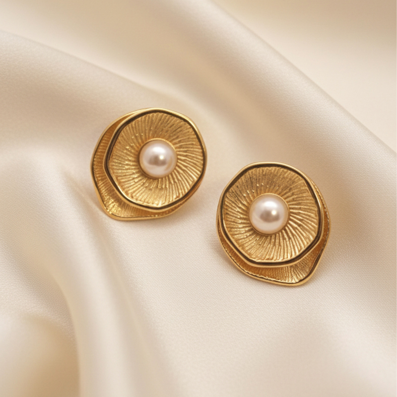KAYYA21 Rozana Gold Plated Pearl Earrings for Women | Lightweight Daily Wear Fashion Jewellery