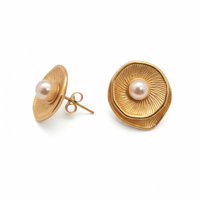 KAYYA21 Rozana Gold Plated Pearl Earrings for Women | Lightweight Daily Wear Fashion Jewellery